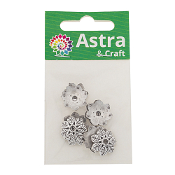Шапочка для бусин 4AR278, 15*4мм, серебро, 10шт/упак, Astra&Craft