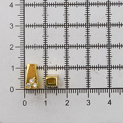 Концевик для шнура металлический со стразами, 11*6,5мм 4-х гран., d=2,5/4мм, 4шт, золото